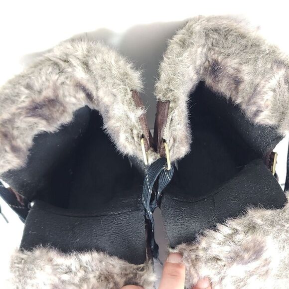 Sorel Women's TIVOLI US 9 Cattail Brown Lined Faux Fur Lace Up Snow Boots - Picture 5 of 16